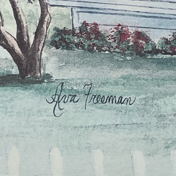 Vintage Ava Freeman Art Victorian House Farmhouse Framed Matted Print Retro - Picture 2 of 6